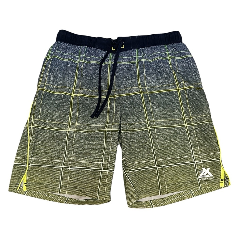 ZeroXposur Neon Yellow and Black 9” Inseam Swim Shorts Trunks Mens Size Large